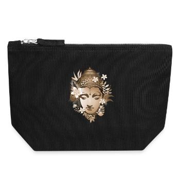 Harmonischer Buddha mit floralen Ornamenten  - Canvas Reißverschluss-Täschchen (18 x 19 cm) - Schwarz - Vorne