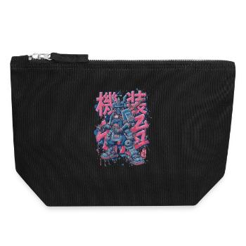 Samurai Mech – Anime Manga Robot Motif - Canvas Zip Pouch 18 x 19 cm - black - Front