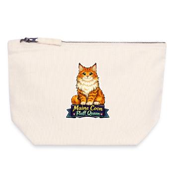 Design de la reine du chat Maine Coon Fluff - Pochette zippée en toile 18 x 19 cm - blanc naturel - Devant