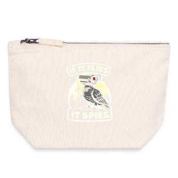 Raven with Camera Spy Design - Canvas Zip Pouch 18 x 19 cm - nature - Front
