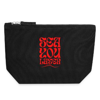 T-shirt Sea You Later – T-shirt drôle d’été de plage - Pochette zippée en toile 18 x 19 cm - noir - Devant