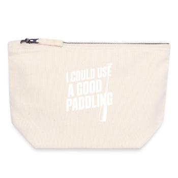 J’aurais besoin d’une bonne pagaie - Pochette zippée en toile 18 x 19 cm - blanc naturel - Devant