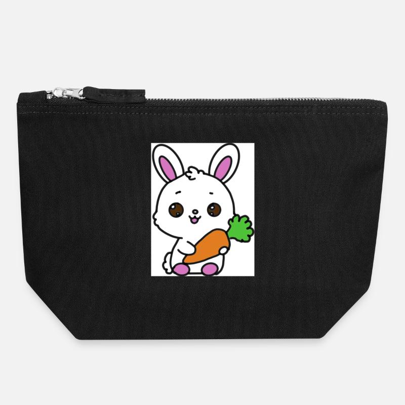 Kawaii Rabbit - Canvas Zip Pouch 18 x 19 cm - black