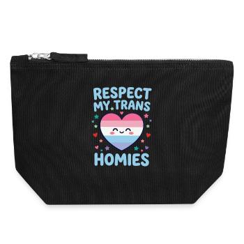 Mois de la fierté LGBTQ - Respect My Trans Homies - Pochette zippée en toile 18 x 19 cm - noir - Devant
