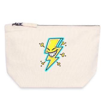 Laughing Lightning Cartoon - Canvas Zip Pouch 18 x 19 cm - nature - Front