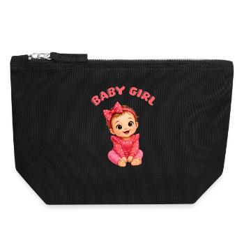 Graphique de cœur de petite fille - Pochette zippée en toile 18 x 19 cm - noir - Devant