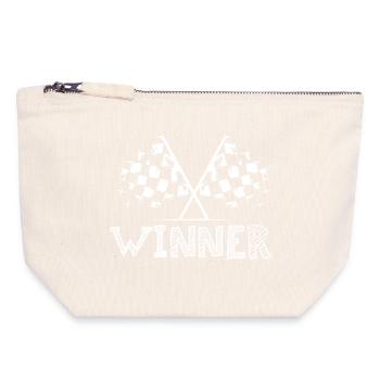 Icône du gagnant Flag Car Racing Logo icône - Pochette zippée en toile 18 x 19 cm - blanc naturel - Devant