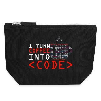 Aus Kaffee Code generieren Programmierer - Canvas Reißverschluss-Täschchen (18 x 19 cm) - Schwarz - Vorne