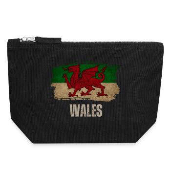Flag of Wales, Welsh pride - Canvas Zip Pouch 18 x 19 cm - black - Front