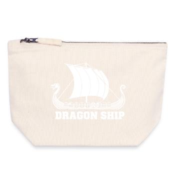 Drakkar Dragon Ship Viking Navire Nordique - Pochette zippée en toile 18 x 19 cm - blanc naturel - Devant