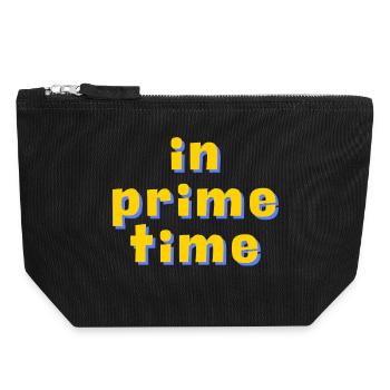 In Prime Time Retro 3D Typografie - Canvas Reißverschluss-Täschchen (18 x 19 cm) - Schwarz - Vorne