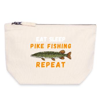 Eat, Sleep Hechtfischen Wiederholen Angler Geschenk - Canvas Reißverschluss-Täschchen (18 x 19 cm) - Naturweiß - Vorne