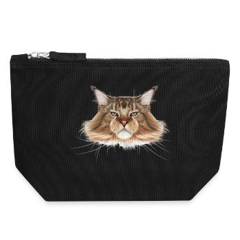 Maine-Coon-Katze  - Canvas Reißverschluss-Täschchen (18 x 19 cm) - Schwarz - Vorne