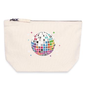 Discokugel Disco Discothek - Canvas Reißverschluss-Täschchen (18 x 19 cm) - Naturweiß - Vorne