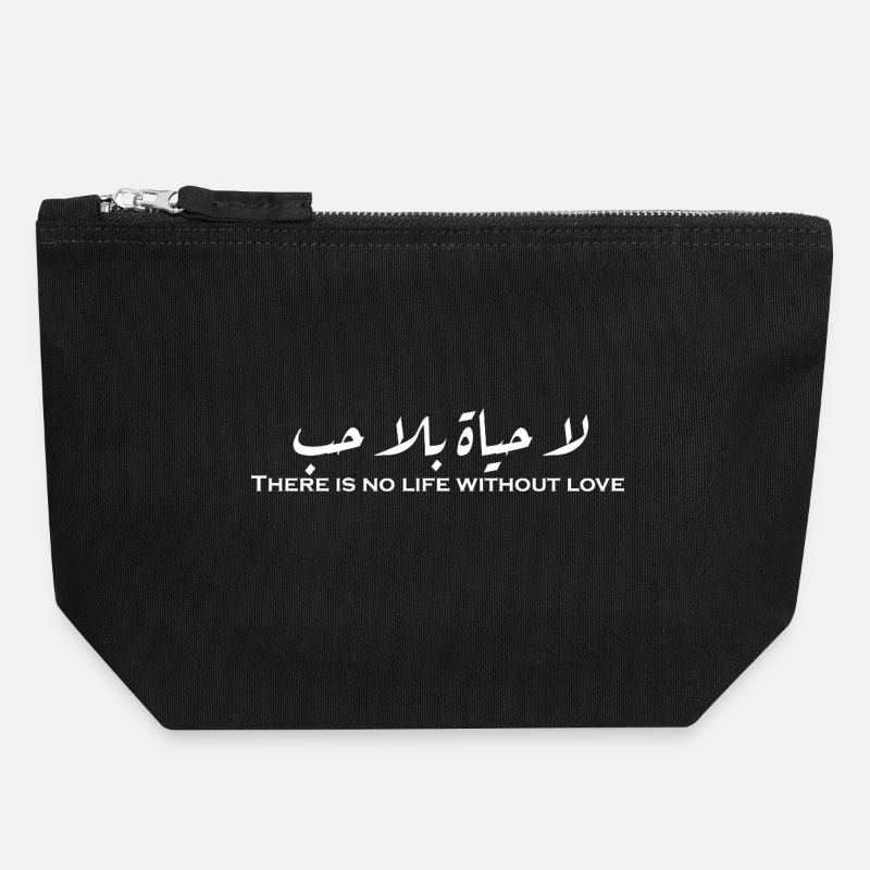 لا حياة بلا حب - Canvas Reißverschluss-Täschchen (18 x 19 cm) - Schwarz