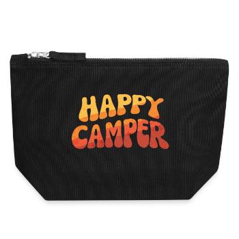 Texte dégradé de campeur heureux - Pochette zippée en toile 18 x 19 cm - noir - Devant