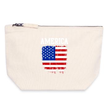 Distressed American Flag Graphic - Canvas Zip Pouch 18 x 19 cm - nature - Front