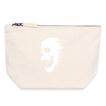 Crâne blanc et vitesse - Pochette zippée en toile 18 x 19 cm - blanc naturel - Devant