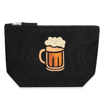 Chope à bière avec mousse - Conception de dessin animé amusante - Pochette zippée en toile 18 x 19 cm - noir - Devant