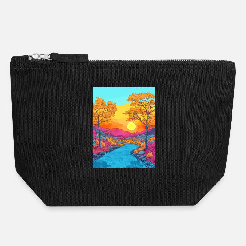 Lebendige Herbstlandschaftsszene - Canvas Reißverschluss-Täschchen (18 x 19 cm) - Schwarz