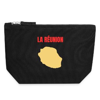 T-Shirt mit goldener Karte auf der Insel La Réunion - Canvas Reißverschluss-Täschchen (18 x 19 cm) - Schwarz - Vorne