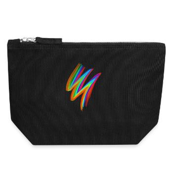 Neon Rainbow Brushstroke – Festival Streetwear - Canvas Reißverschluss-Täschchen (18 x 19 cm) - Schwarz - Vorne
