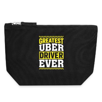 Grand motif de chauffeur Uber - Pochette zippée en toile 18 x 19 cm - noir - Devant