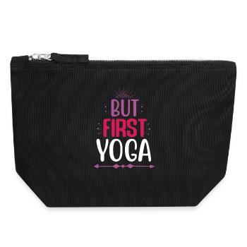 Aber zuerst Yoga - Canvas Reißverschluss-Täschchen (18 x 19 cm) - Schwarz - Vorne