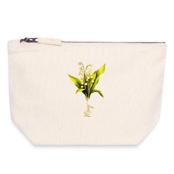 Muguet design naturaliste - Pochette zippée en toile 18 x 19 cm - blanc naturel - Devant
