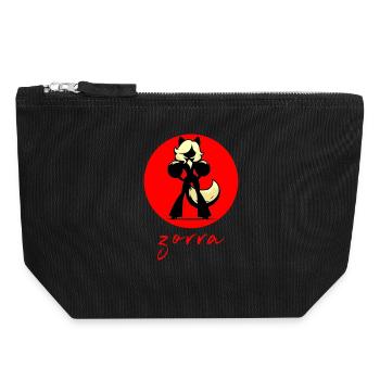 Renard à fond rouge - Pochette zippée en toile 18 x 19 cm - noir - Devant