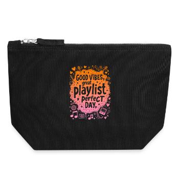 GREAT PLAYLIST, PERFECT DAY, MUSIC - Canvas Zip Pouch 18 x 19 cm - black - Front
