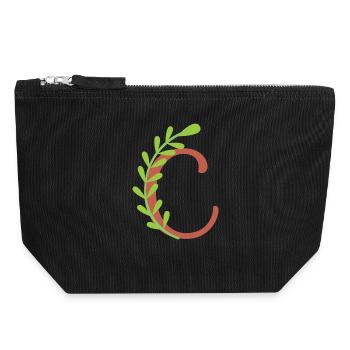Elegant letter 'C' with flowers - Canvas Zip Pouch 18 x 19 cm - black - Front