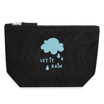 Let it Rain Cloud Cool Sayings Kids Rain Drops - Canvas Zip Pouch 18 x 19 cm - black - Front