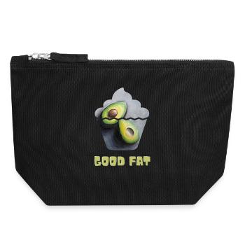 Avocado Print with Whimsical Cupcake Motif - Canvas Zip Pouch 18 x 19 cm - black - Front