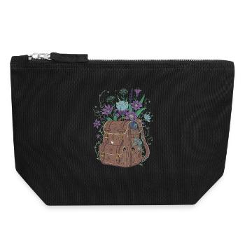 Rucksack mit Blumen - Canvas Reißverschluss-Täschchen (18 x 19 cm) - Schwarz - Vorne