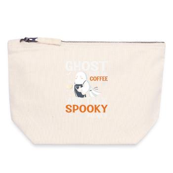 Spooky Ghost Coffee Talk T-Shirt - Canvas Zip Pouch 18 x 19 cm - nature - Front