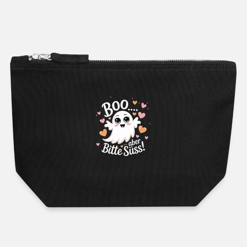Halloween süßer Geist Boo Design - Canvas Reißverschluss-Täschchen (18 x 19 cm) - Schwarz
