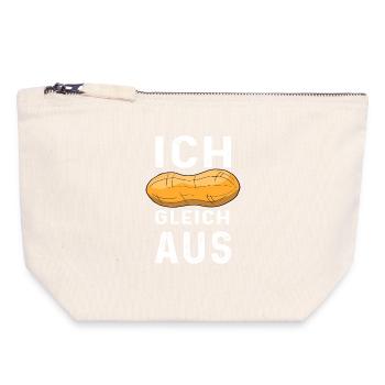 Motif cacahuète avec texte humoristique - Pochette zippée en toile 18 x 19 cm - blanc naturel - Devant