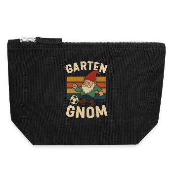 Nain de jardin coups de pied Soccer - Pochette zippée en toile 18 x 19 cm - noir - Devant