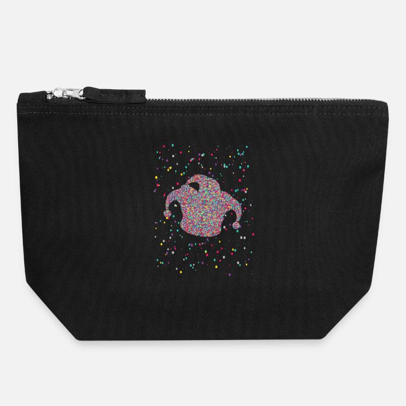 Confettis Jeck Hat Costume de Carnaval - Pochette zippée en toile 18 x 19 cm - noir
