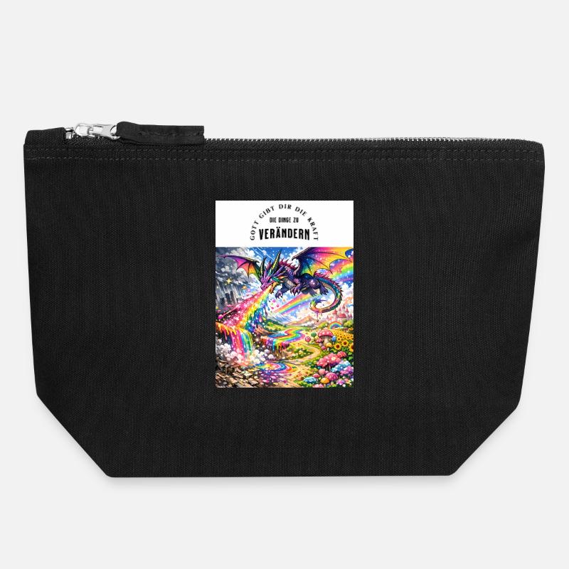 Scooping Dragons - Canvas Zip Pouch 18 x 19 cm - black
