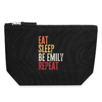 Eat Sleep Be Emily Repeat Retro Name - Canvas Zip Pouch 18 x 19 cm - black - Front