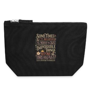 Alice Fantasie Zitat – "Impossible" (Unmöglich) - Canvas Zip Pouch 18 x 19 cm - black - Front