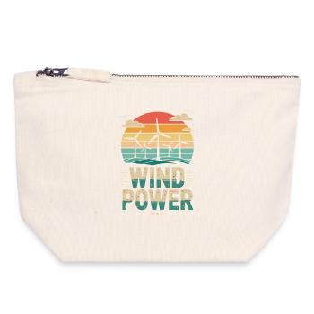  Wind Power Erneuerbare Energie Windkraftanlagen - Canvas Reißverschluss-Täschchen (18 x 19 cm) - Naturweiß - Vorne
