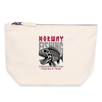 Voyage de pêche en Norvège - Pochette zippée en toile 18 x 19 cm - blanc naturel - Devant