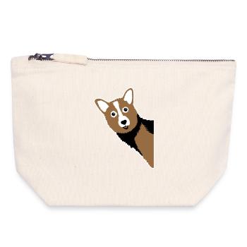 Corgi Cuckoo – Parfait pour tous les propriétaires de chiens - Pochette zippée en toile 18 x 19 cm - blanc naturel - Devant