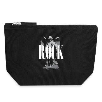 Rock logo with Angel wings - Canvas Zip Pouch 18 x 19 cm - black - Front