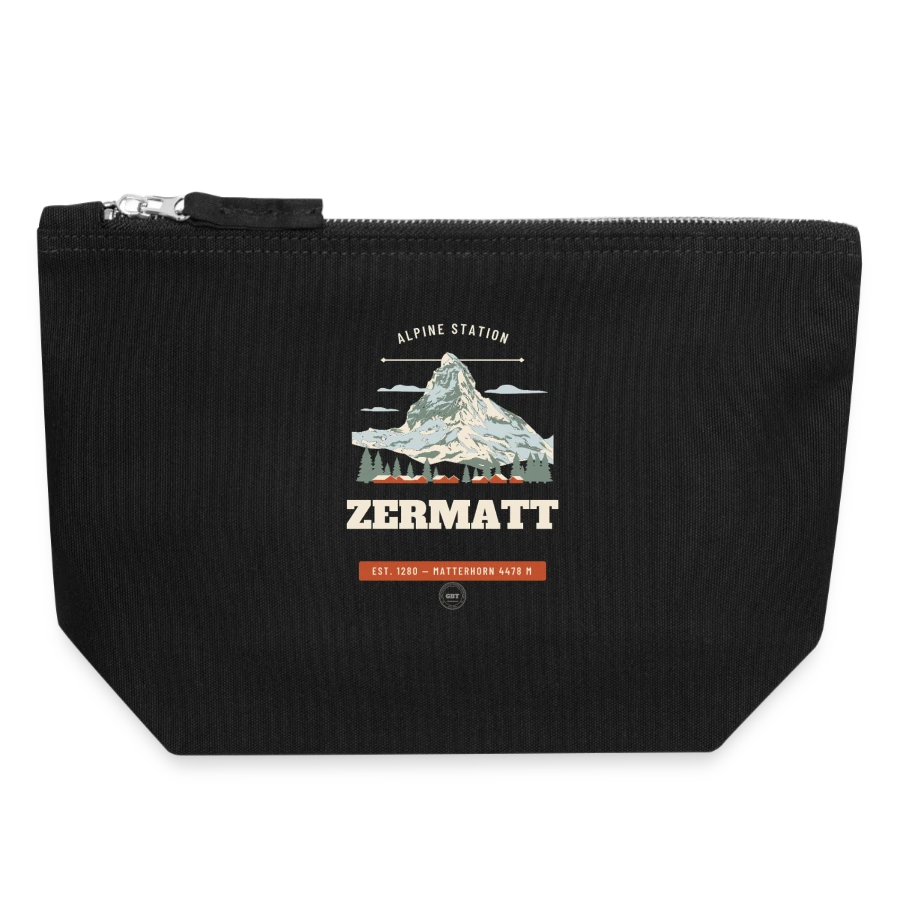 Zermatt badge on a canvas zip pouch 18 x 19 cm, black