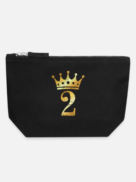 Couronne numéro 2 (Jaune d’or vintage) 2ème anniversaire - Pochette zippée en toile 18 x 19 cm - noir