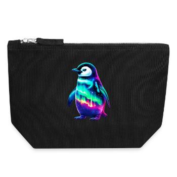 Aurora Borealis Pinguin - Canvas Reißverschluss-Täschchen (18 x 19 cm) - Schwarz - Vorne